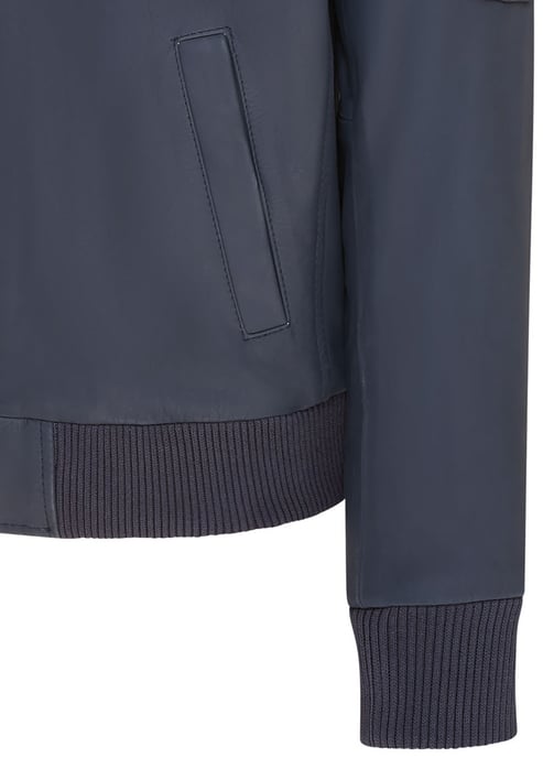 Mens Navy Blue A2 Cowhide Leather Bomber Jacket-Eura