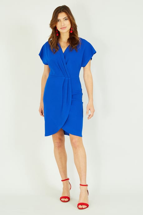 Mela Blue Wrap Front Dress