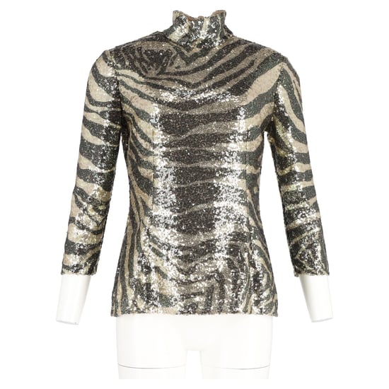 Dolce & Gabbana Zebra Print Turtleneck Top in Multicolor Sequins - Image 4