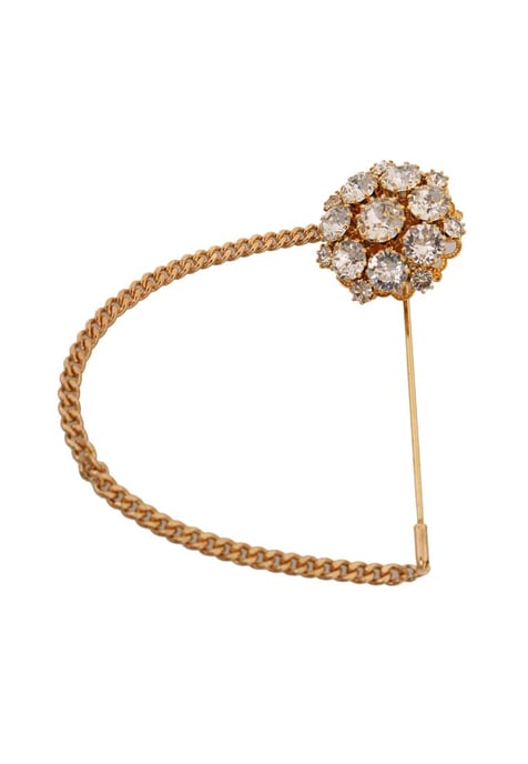Dolce & Gabbana Women's Gold Brass Clear Crystal Chain Pin Brooch Gold