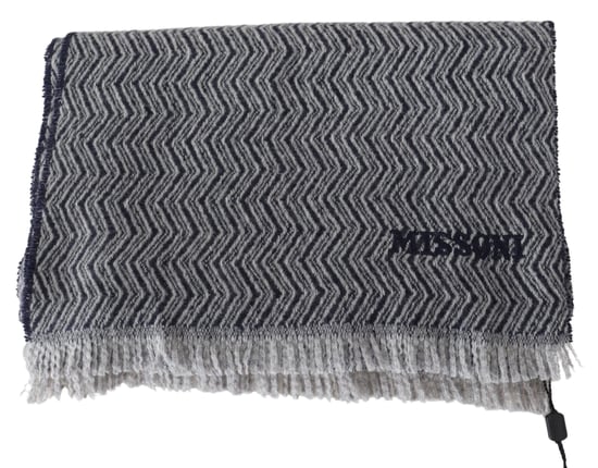Missoni Mannen Grijs Zigzagpatroon Kasjmier Unisex Nek Wikkel Sjaal - Image 3