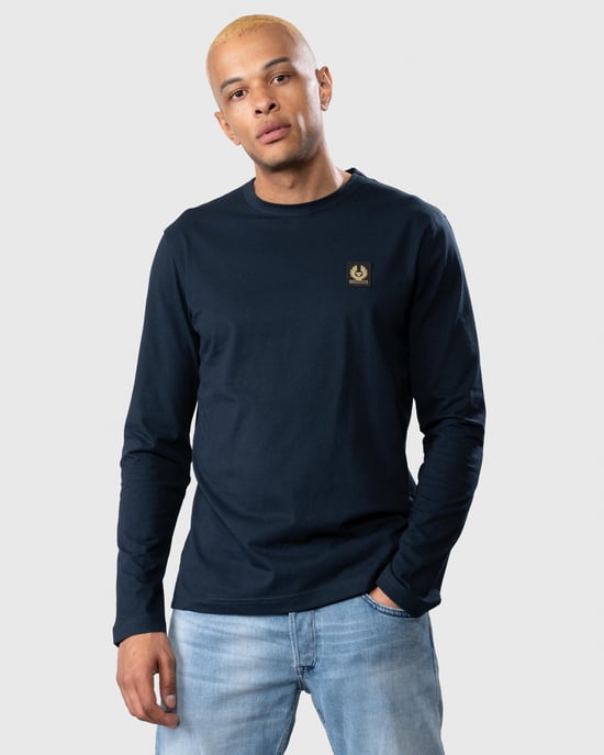Men's Belstaff Cotton Jersey Long Sleeve T-Shirt in inkwell - Image 1
