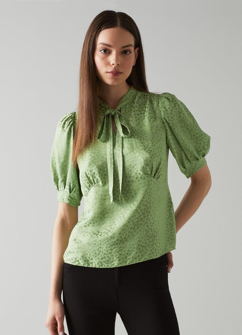 LK Bennett Marceau Woven Tops, Pistachio