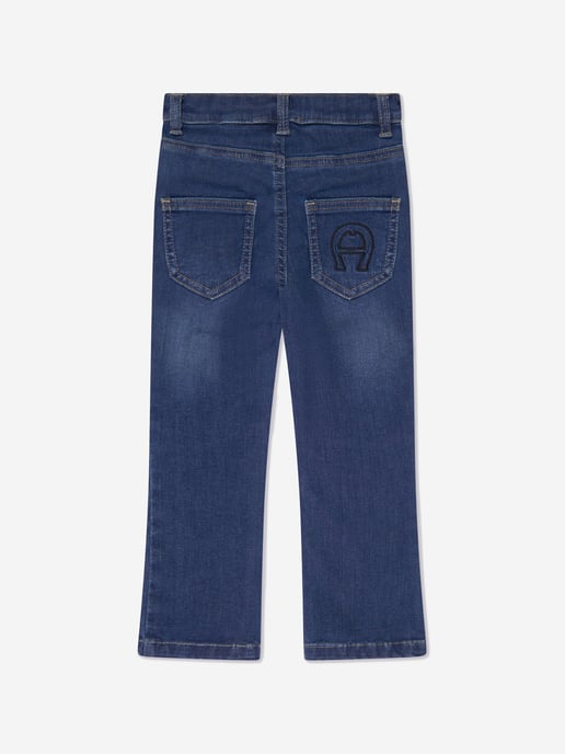 Aigner Girls Embroidered Flared Jeans in Blue