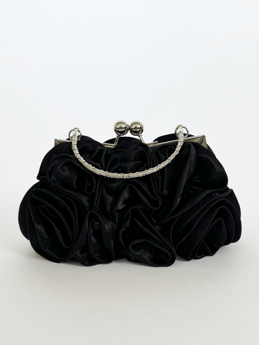3D Rose Clutch Bag in Black
