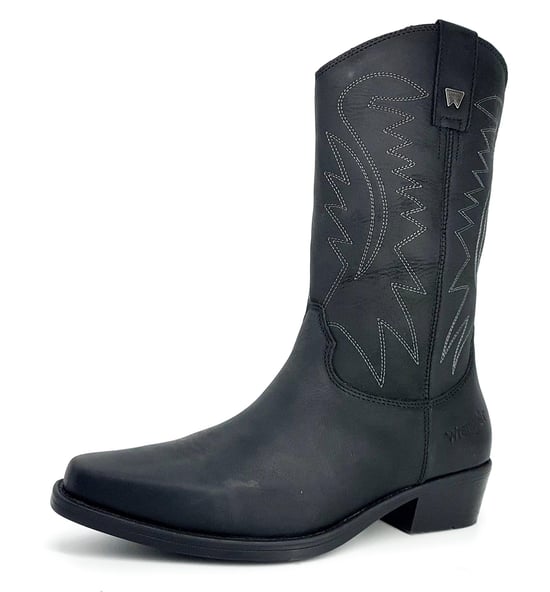 Wrangler Tex Hi Mens Leather Black Mens Biker Chelsea Cowboy Western Boots