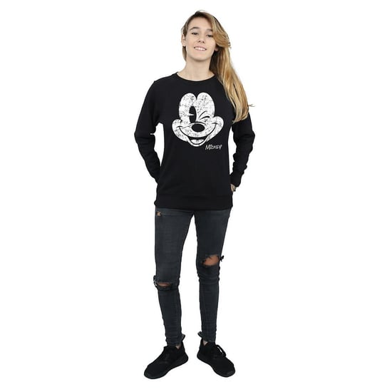 Disney Womens/Ladies Mickey Mouse Face Sweatshirt (Black)