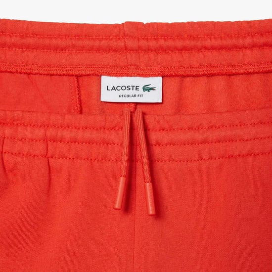 Men's Lacoste Regular Fit Fleece Shorts in Orange