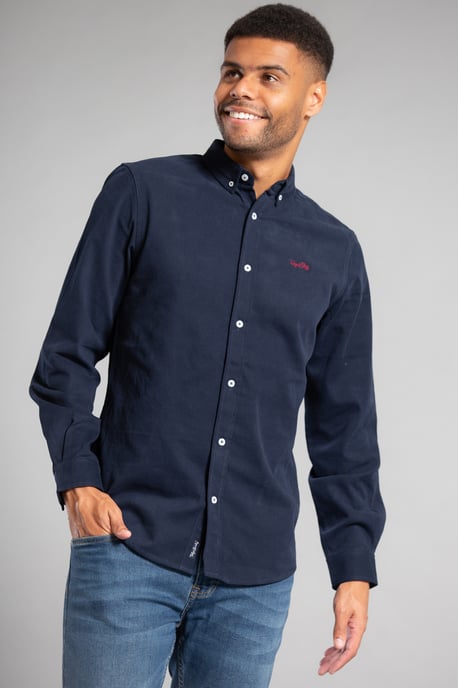 Navy Cotton Oxford Long Sleeve Shirt