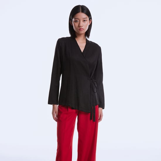 Satijnen wrap-over blouse - Image 4