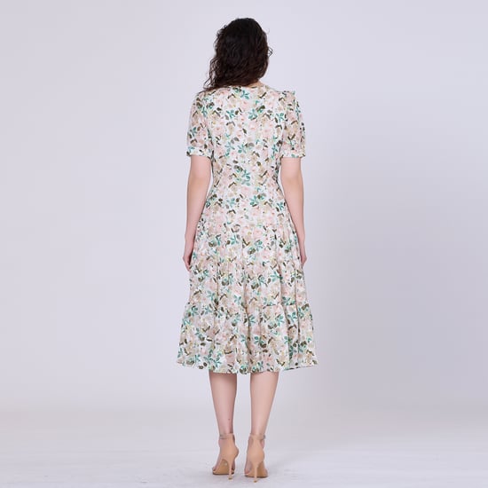 Flower print tea dress