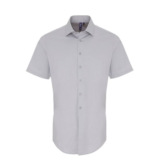 Premier Heren Rekken Pasvorm Poplin Korte Mouwen Shirt (Zilver) - Image 1
