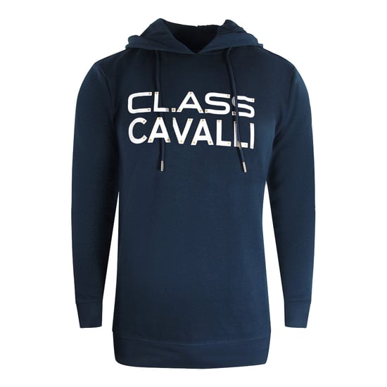 Cavalli Class Reverse Logo Navy Blue Hoodie