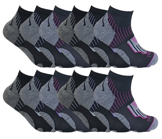 Sock Snob - 12 paar zwarte fietssokken voor dames - Zwart - Image 1