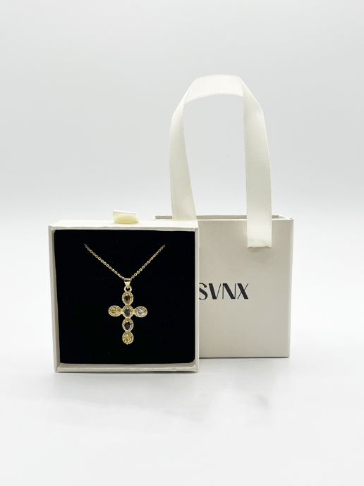 Cross Pendant Necklace in Multi Colour Stones - Image 1