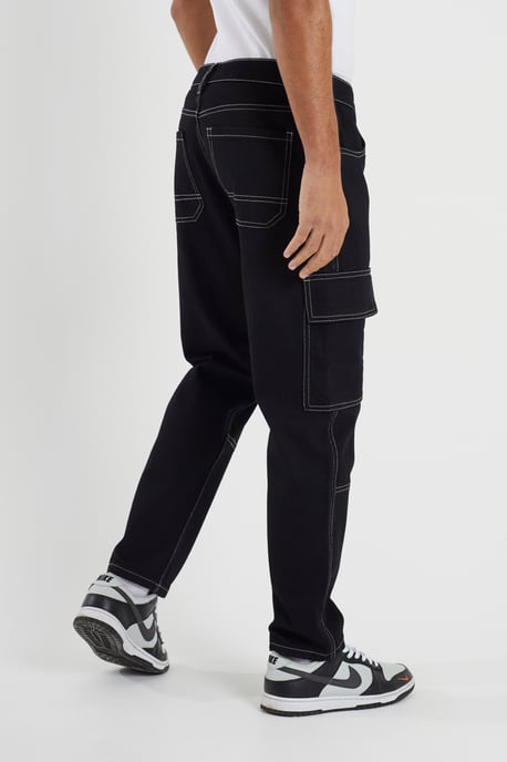 Black Loose Fit Cargo Style Denim Jeans - Image 2
