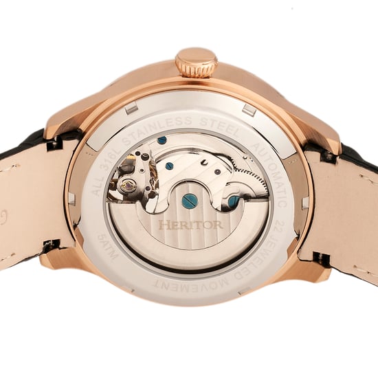 Heritor Automatische Gregory Semi-Skelet Leather-Band Horloge - Image 4