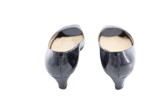 Jimmy Choo 'Baxen' Peep-toe Wedges in Zwart Glanzend Leder - Image 4