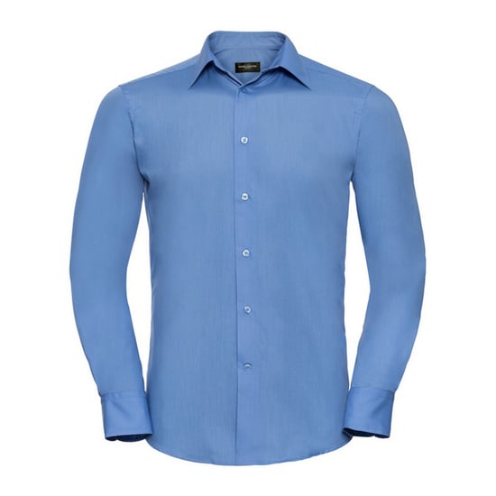 Russell Collection Heren Poplin Getailleerd Overhemd met Lange Mouwen (Bedrijfsblauw) - Image 1