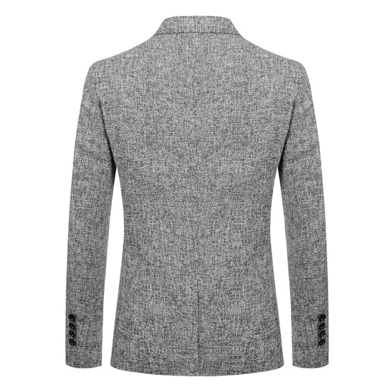 Men's Single-Breasted Notched Lapel Suit Jacket Gray