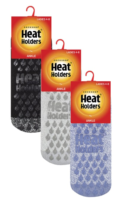 3 Paar Multiverpakking Dames Enkelpantoffelsokken | Heat Holders | Fleece laag uitgesneden pluizige damessokken met grijpers - Pisa 1 - Image 2