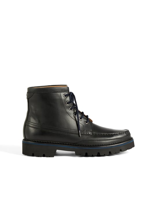 Ted Baker Jarrno Waxy Leather Moccasin Boot, Black