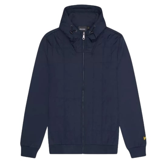 Lyle & Scott hybride gewatteerde marineblauwe hoodie met rits - Image 1