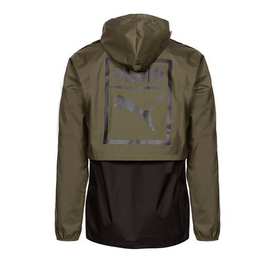 Puma Graphic Logo Long Sleeve Zip Up Green Black Mens Hooded Jacket 573316 14