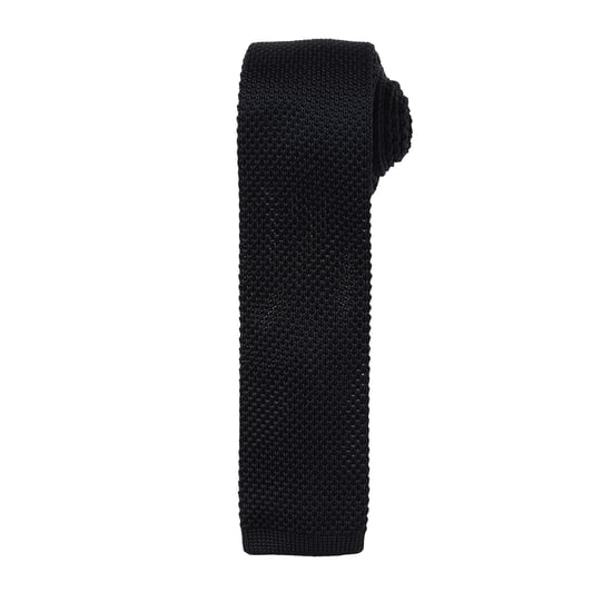 Premier Heren Slanke structuur gebreide effect stropdas (Pakket van 2) (Zwart) - Image 1