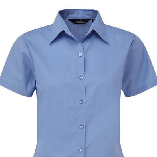 Premier Popeline blouse met korte mouwen / Gewoon werkoverhemd (Middenblauw) - Image 2
