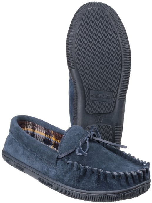 Cotswold Alberta Suède Heren Pantoffels In Marineblauw - Image 3