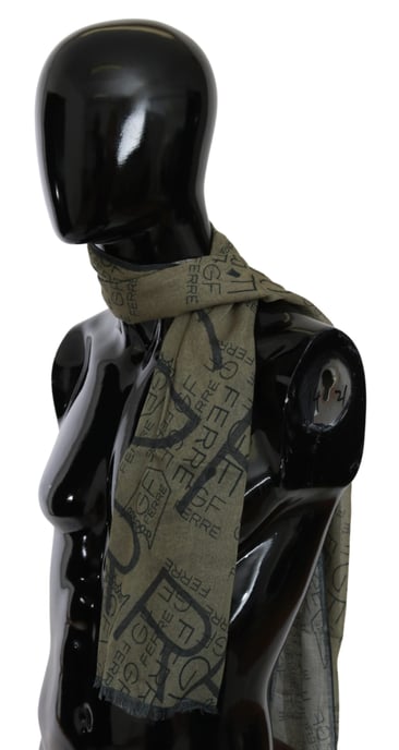 GF Ferre Vrouwen Groen Wol Viscose Foulard Gedessineerde Merk Sjaal - Image 1