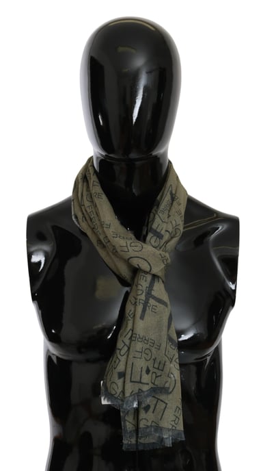 GF Ferre Vrouwen Groen Wol Viscose Foulard Gedessineerde Merk Sjaal - Image 2