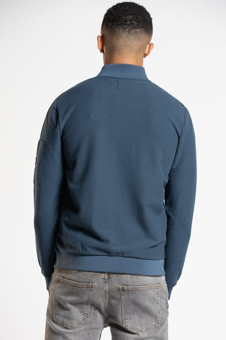 Navy 'Berkley' Padded Funnel Neck Jacket with Jersey Sleeves