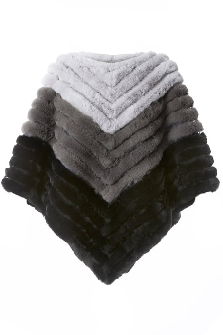 Faux Fur Faux Suede Striped Poncho