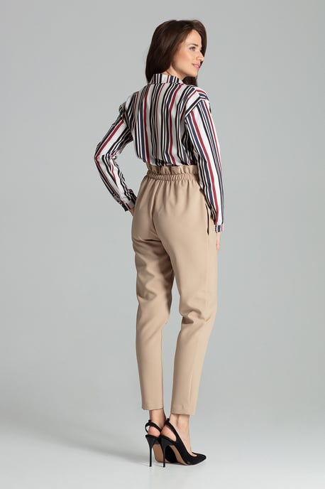 Beige Long Trousers Tapered Down