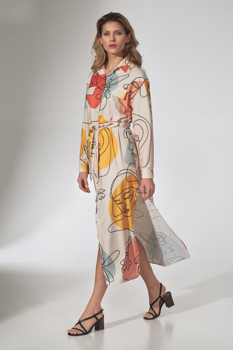 Faces Print Shirt Dress