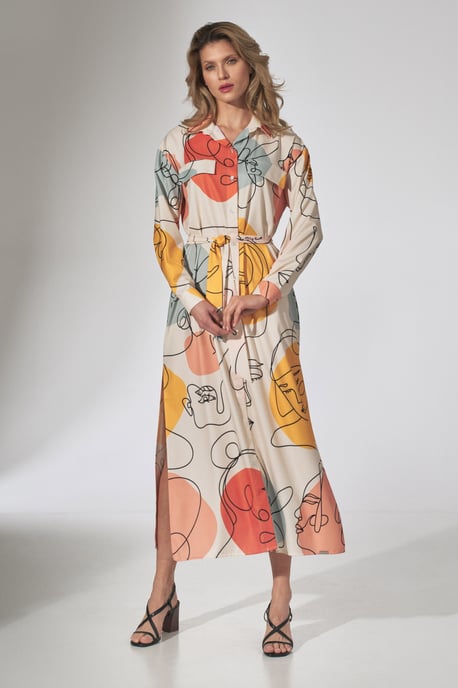 Faces Print Shirt Dress