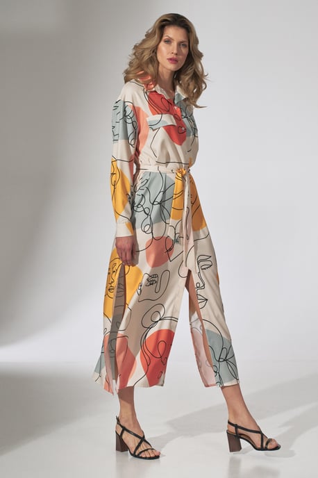 Faces Print Shirt Dress