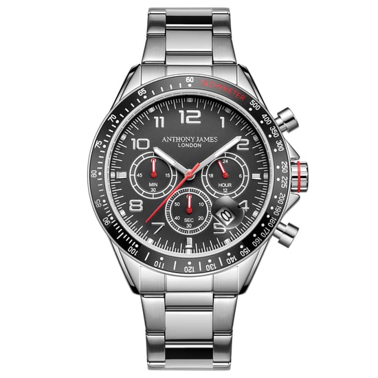 Hand Assembled Anthony James Tachymeter Chrono Steel Black