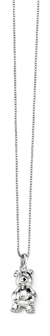 Sterling silver diamond teddy bear necklace