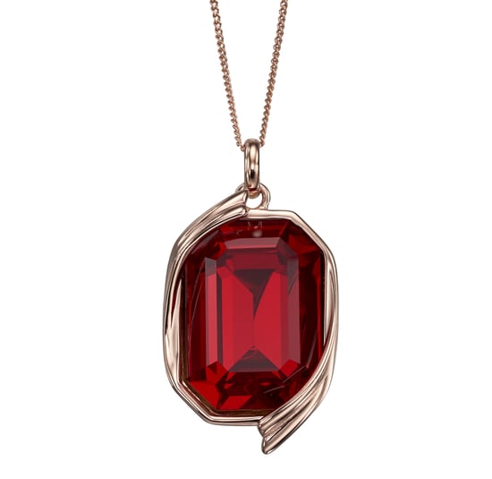 Elements Silver Womens Rose Gold Plated 925 Sterling Silver Red Crystal by Swarovski Pendant Necklace of Length 46cm