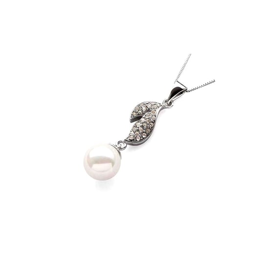 Hanger in 925 zilver met dubbele bladeren en parel van witte imitatie parelmoer - Image 1