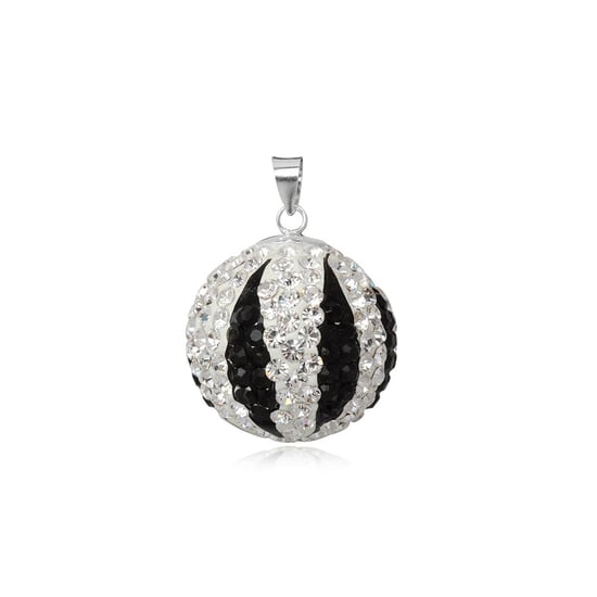 Black and White Crystal Bead Pendant and 925 Silver - Image 1