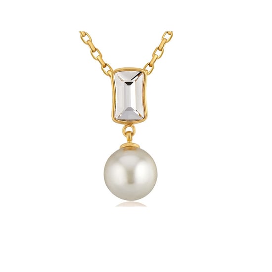 Swarovski - White Pearl and Swarovski Crystal Elements Pendant y Yellow Gold Plated