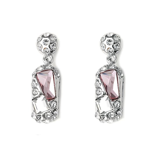 Swarovski - Pink Swarovski Crystal Elements Earrings and Rhodium Plated