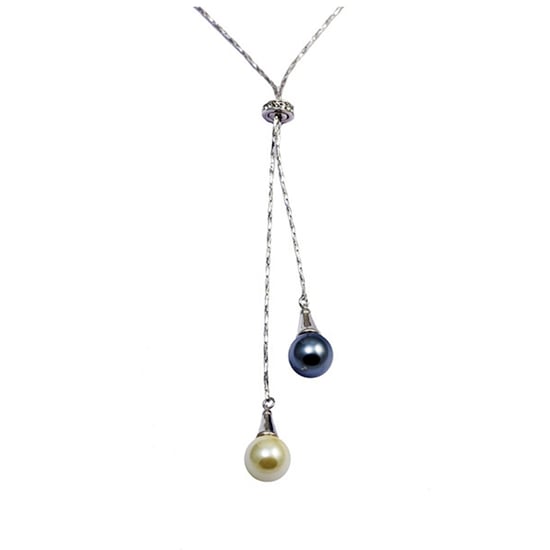 Swarovski - Gerodineerde hanger met witte en zwarte parel en Swarovski Elements-kristallen - Image 1