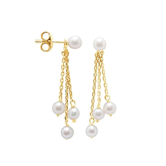 White Freshwater Pearls Dangling Earrings and yellow gold 750/1000