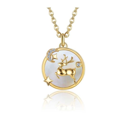Swarovski - Geelgoud vergulde damesketting met rendierhanger met witte Swarovski-kristal - Image 1