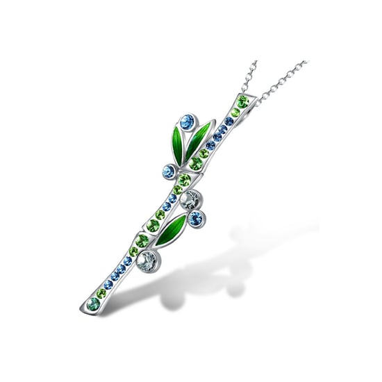 Bamboehanger met blauwe en groene Swarosvki Elements-kristallen - Image 1